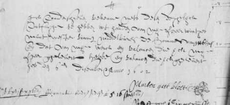 Handgeschreven rekening uit het muntarchief met de handtekening van Marten Goetbloet.