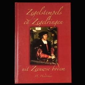 Rode vooromslag met de titel Zegelstempels en zegelringen uit Zeeuwse bodem, de naam H. Hendrikse en een historisch portret.